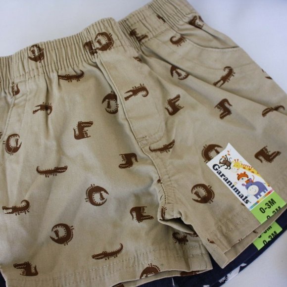 4 Pairs Shorts 0-3 Months NWT Newborn Sharks Dino - Picture 3 of 4